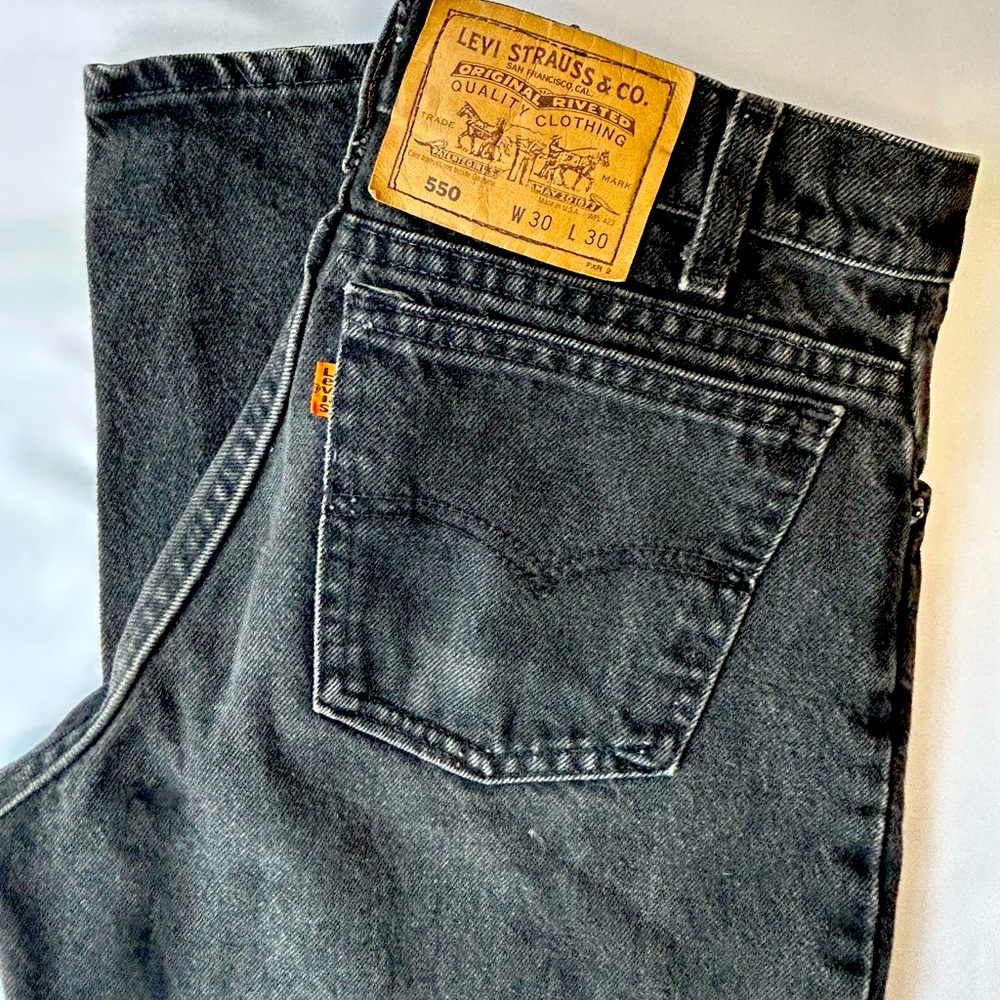 Rare find Levi 550 40550-4159 orange Tab usa made black relaxed Jeans 30x30